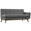Allora Tufted Right Arm Loveseat in Gray and Cherry