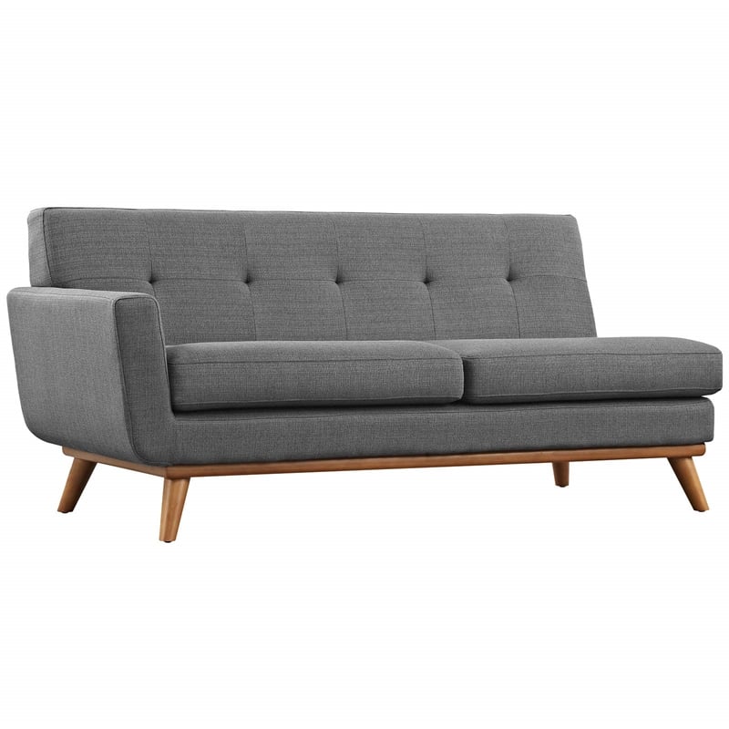 Allora Tufted Left Arm Loveseat in Gray and Cherry