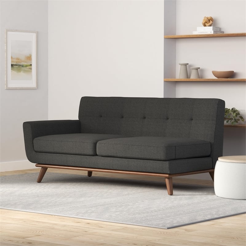 Allora Tufted Left Arm Loveseat in Gray and Cherry