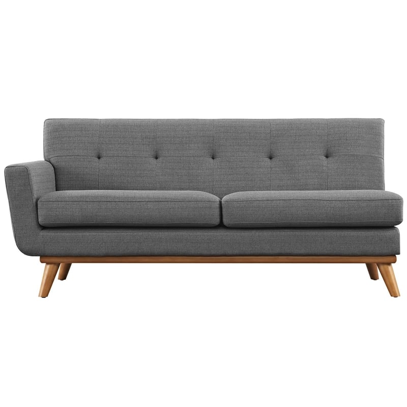 Allora Tufted Left Arm Loveseat in Gray and Cherry