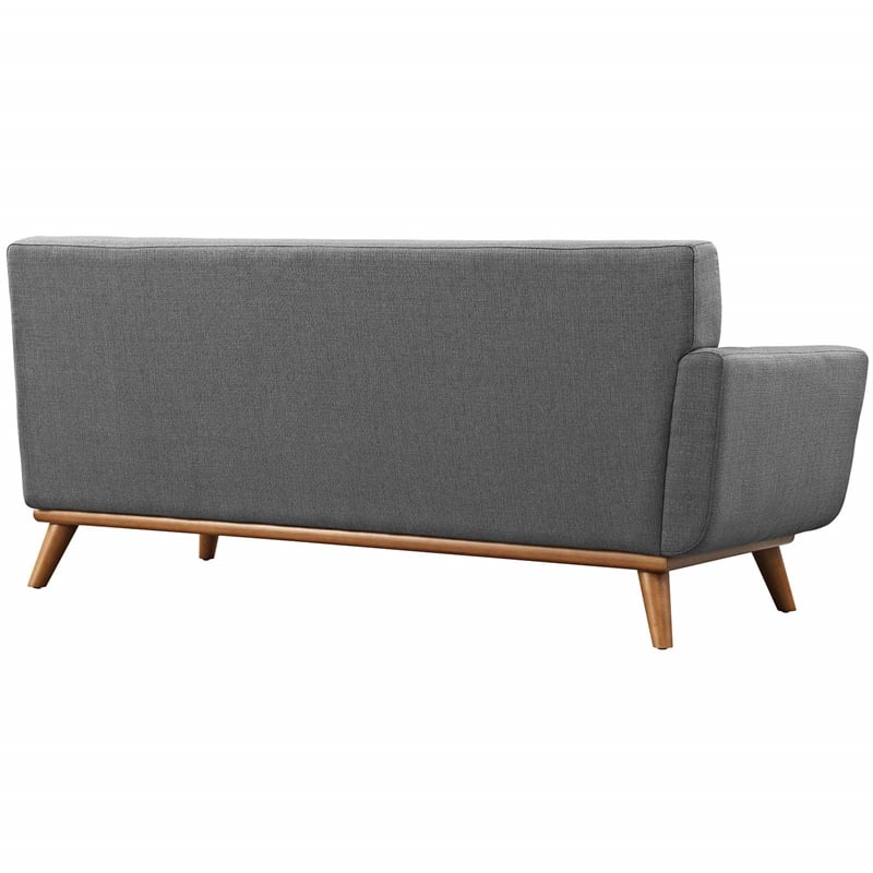 Allora Tufted Left Arm Loveseat in Gray and Cherry