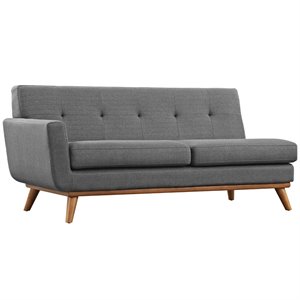 allora tufted left arm loveseat in gray and cherry