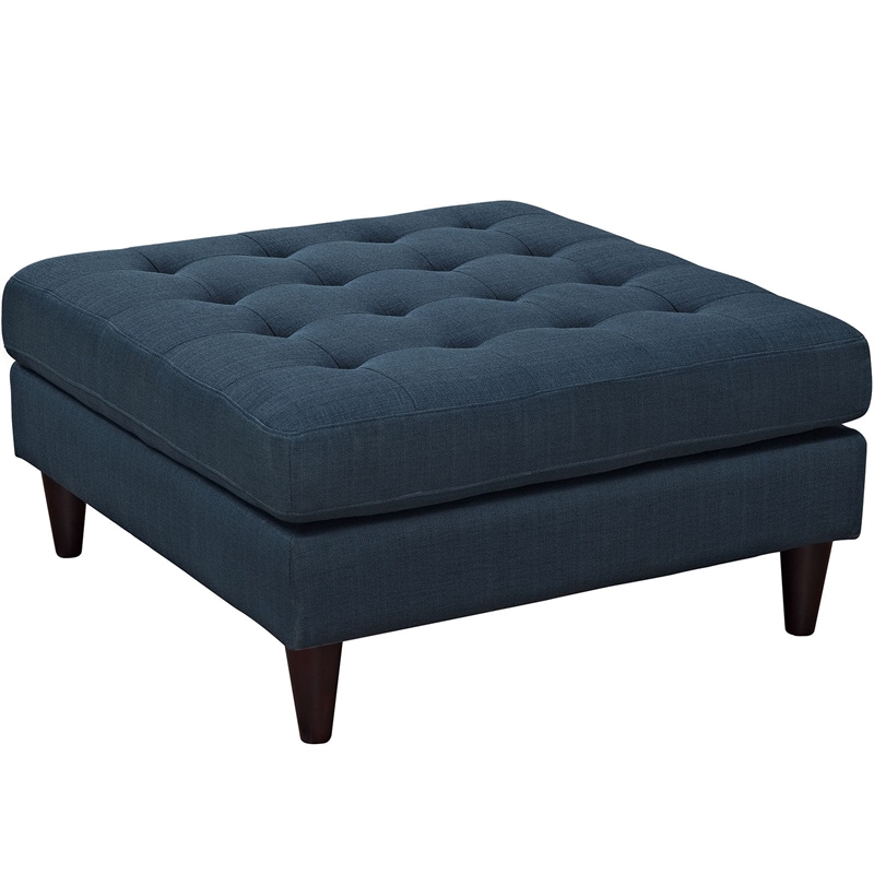 Allora Large Square Upholstered Ottoman in Azure