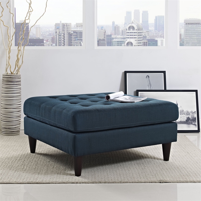 Allora Large Square Upholstered Ottoman in Azure