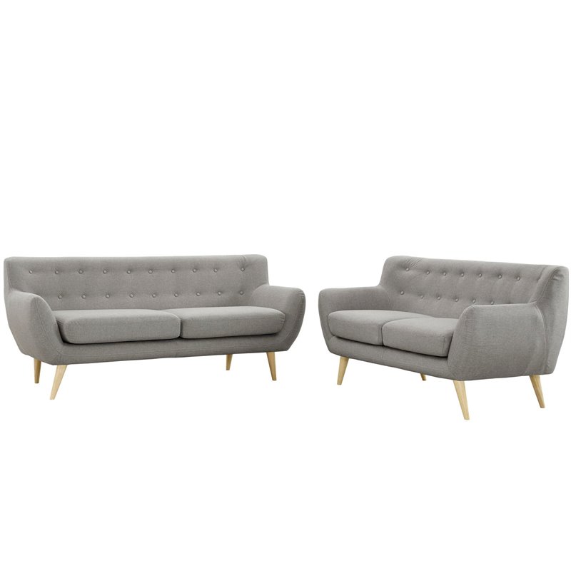 Allora 2 Piece Living Room Set in Light Gray