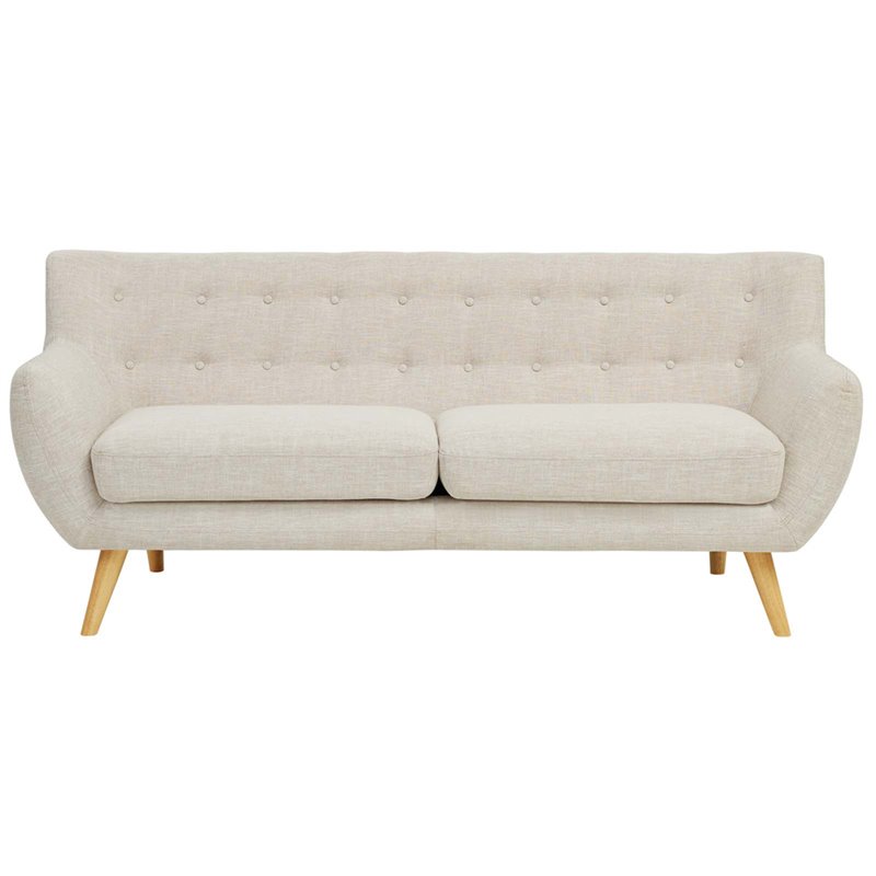 Allora Modern Polyester Fabric Upholstered Tufted Sofa in Beige/Natural