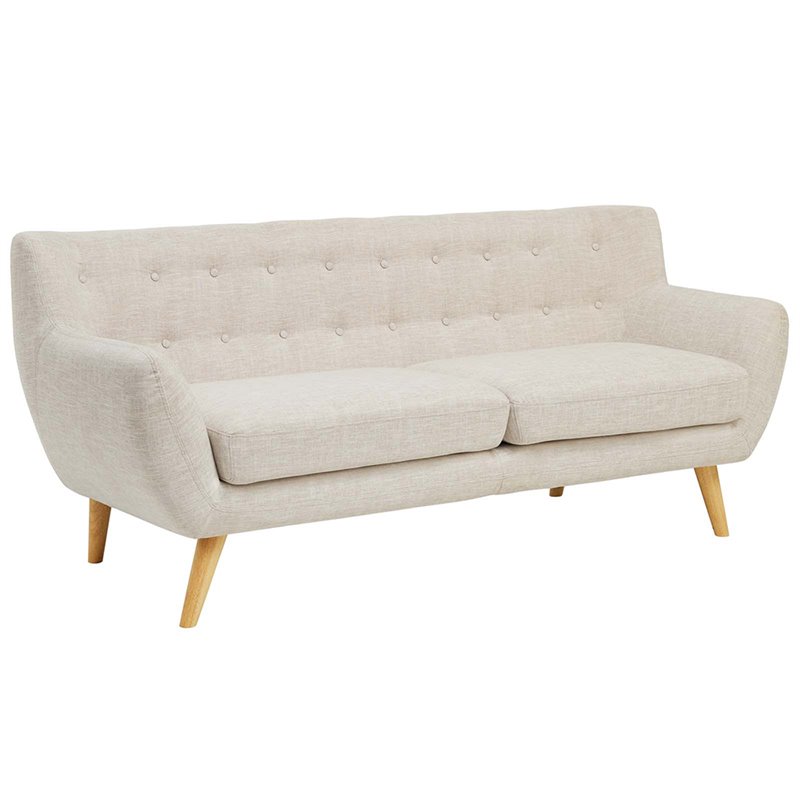 Allora Modern Polyester Fabric Upholstered Tufted Sofa in Beige/Natural