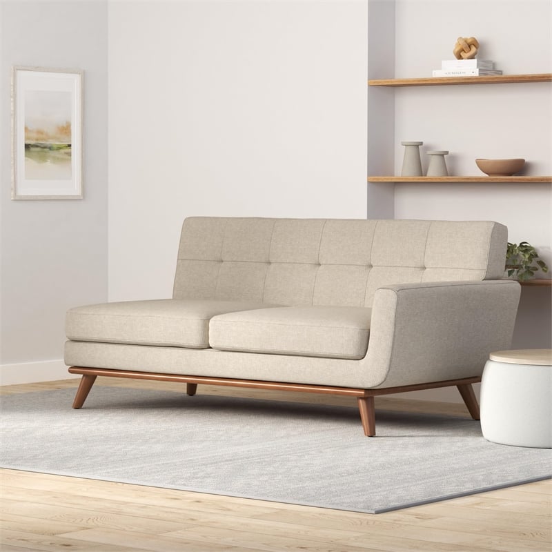Allora Left Facing Tufted Loveseat in Beige
