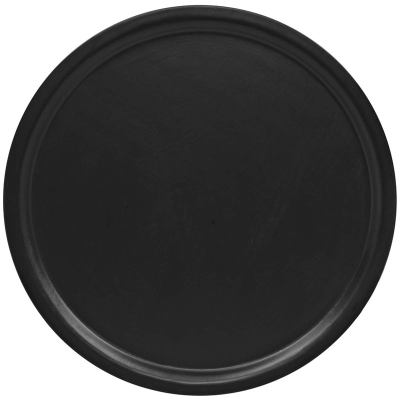 Allora Modern Fiberboard/Steel Metal End Table with Round Top in Black