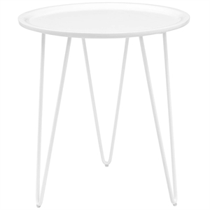 Allora Modern Fiberboard/Steel Metal End Table with Round Top in White