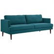 Allora Modern Polyester Fabric Upholstered Sofa in Teal and Walnut