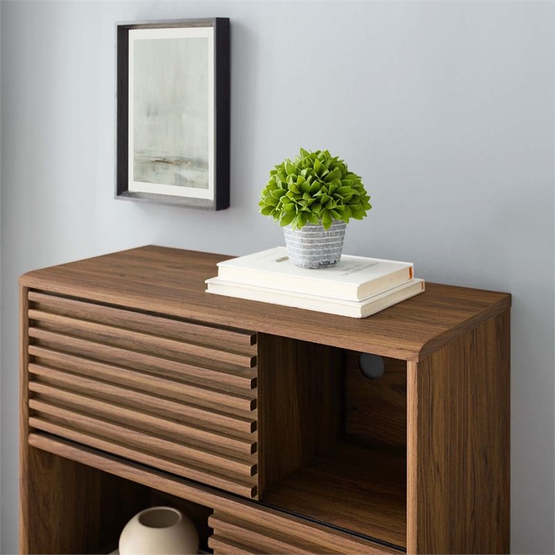 Allora Mid-Century Three Tier Sideboard in Walnut