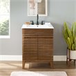 Allora Modern Wood Bathroom Vanity with Storage Shelf in Walnut/White