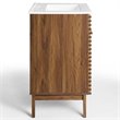 Allora Modern Wood Bathroom Vanity with Storage Shelf in Walnut/White