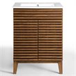 Allora Modern Wood Bathroom Vanity with Storage Shelf in Walnut/White