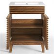 Allora Modern Wood Bathroom Vanity with Storage Shelf in Walnut/White