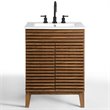 Allora Modern Wood Bathroom Vanity with Storage Shelf in Walnut/White