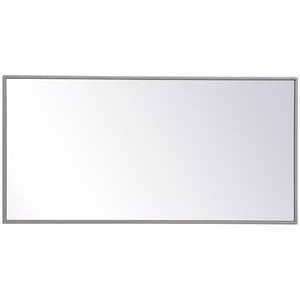 Allora 36&quot x 18&quot Mid Century Metal Frame Clear Beveled Mirror in Gray