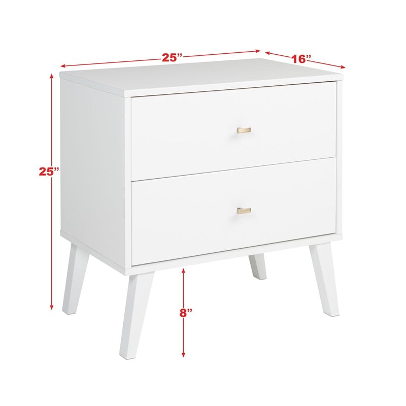 white mid century modern night stand