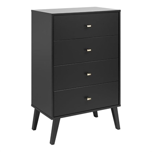 Allora Modern 4-Drawer Laminated Composite Wood Chest in Black