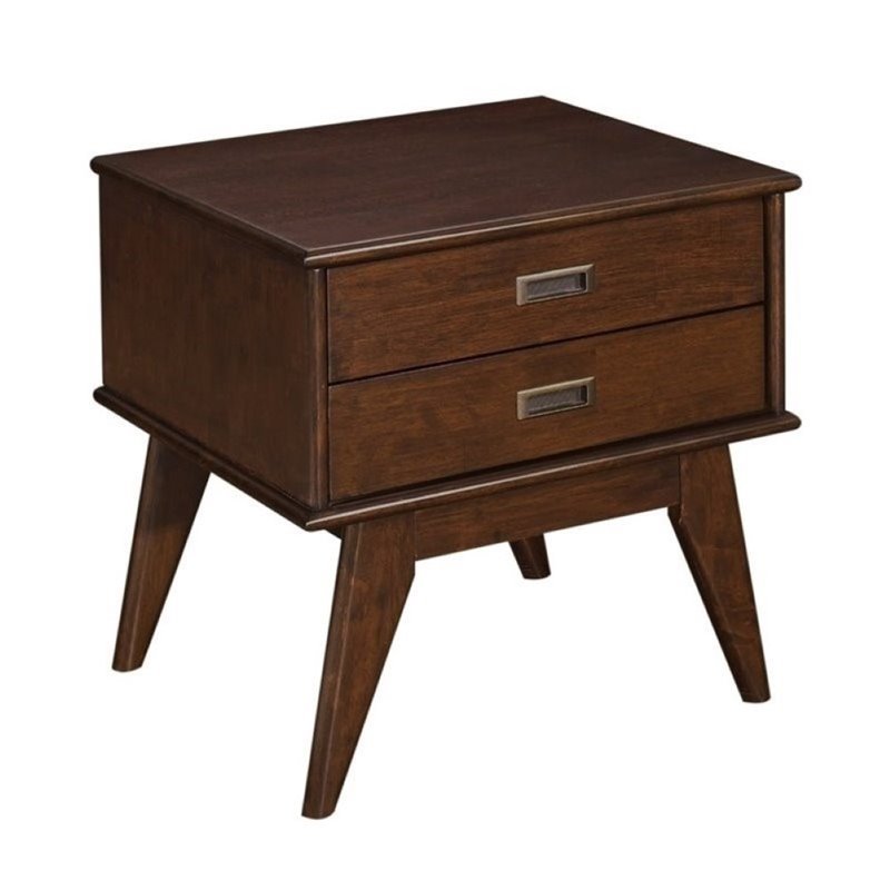 Allora Solid Wood End Table in Auburn Brown