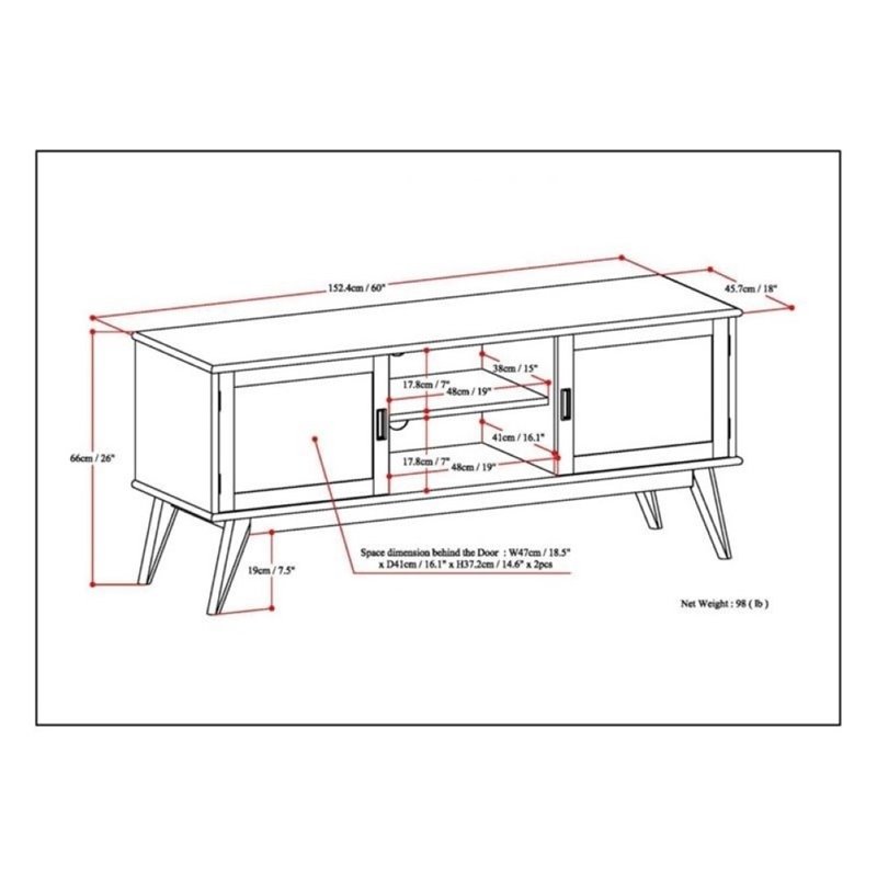 Allora Mid-Century Wood Low TV Stand for TVs up to 60