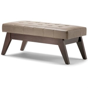 allora mid century faux leather tufted living room bench