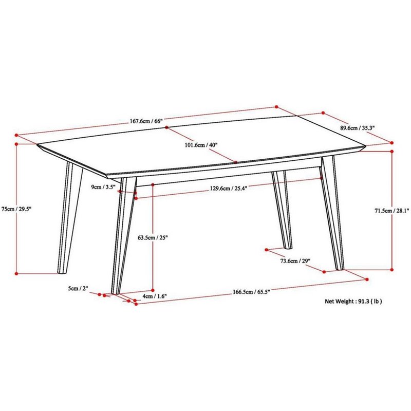Allora Mid Century Dining Table in Java Brown