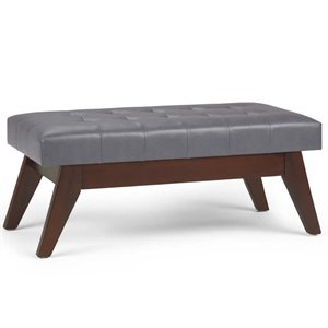 Allora 40 in.W Solidwood Tufted Ottoman Bench in Faux Leather