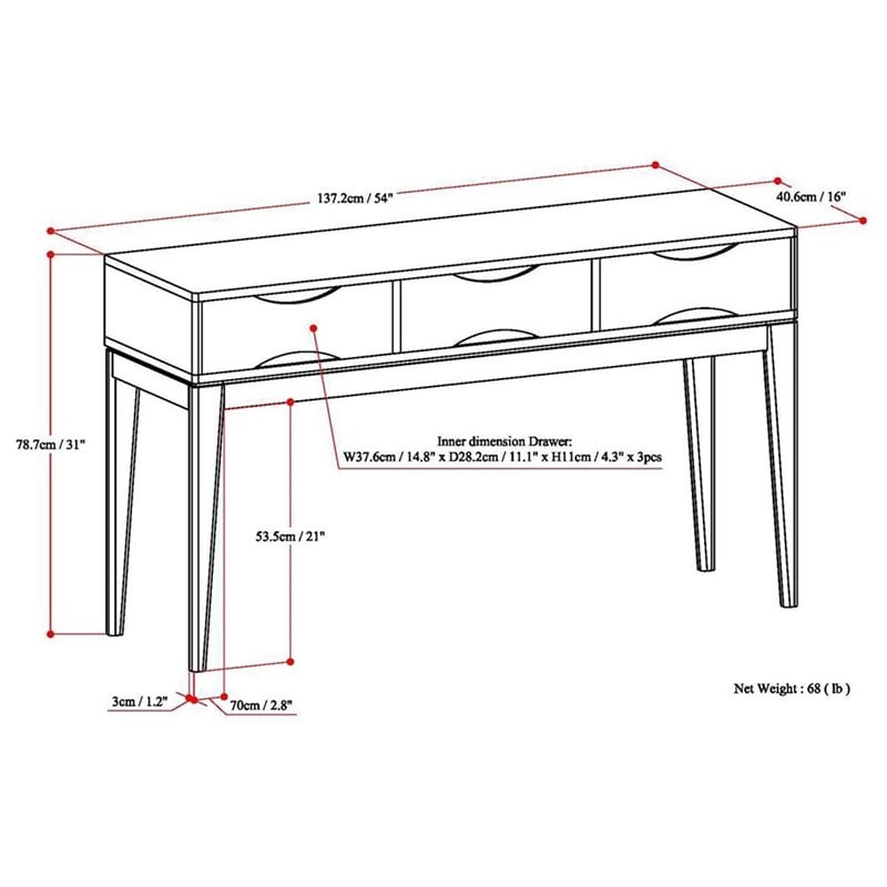 Allora Wooden Console Table in Walnut Brown