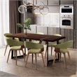 Allora Mid-Century Wooden 7 Piece Dining Set in Acid Green