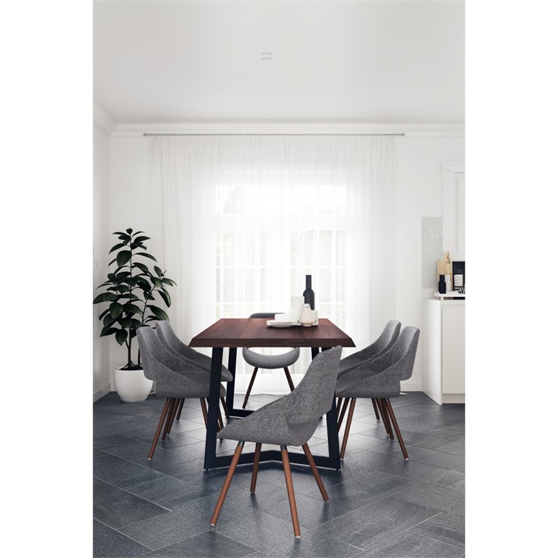 Allora Mid-Century Wooden 7 Piece Dining Set in Gray