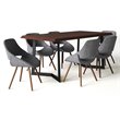 Allora Mid-Century Wooden 7 Piece Dining Set in Gray