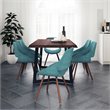 Allora Mid-Century Wooden 7 Piece Dining Set in Turquoise Blue