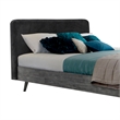 Allora Modern Wood King Platform Bed with Upholstered Headboard in Gray