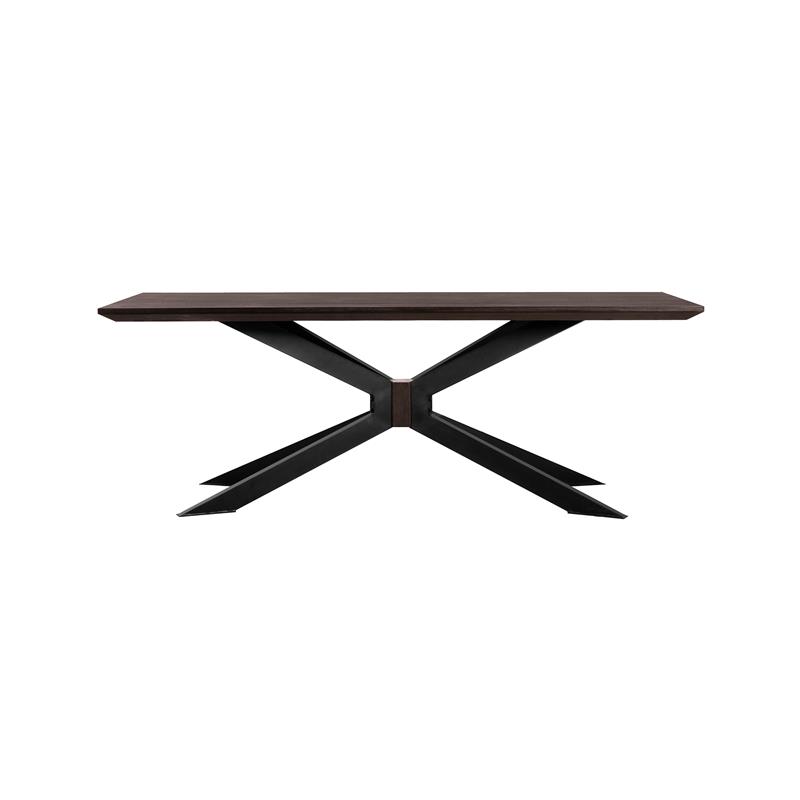 Allora Contemporary Metal Dining Table in Brushed Coffee Bean/Natural Black