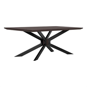 Allora Contemporary Metal Dining Table in Brushed Coffee Bean/Natural Black