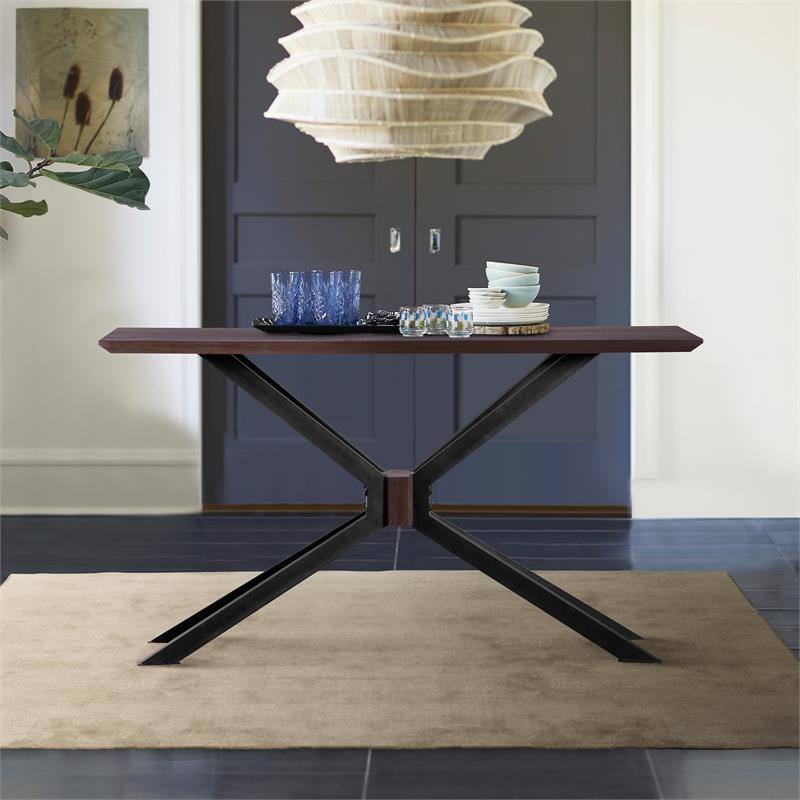Allora Modern Wood Console Table in Brushed Coffee Bean Brown/Natural Black