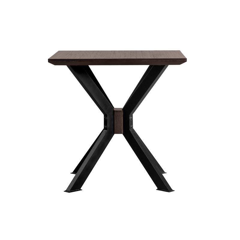 Allora Modern Wood End Table in Brushed Coffee Bean Brown/Black