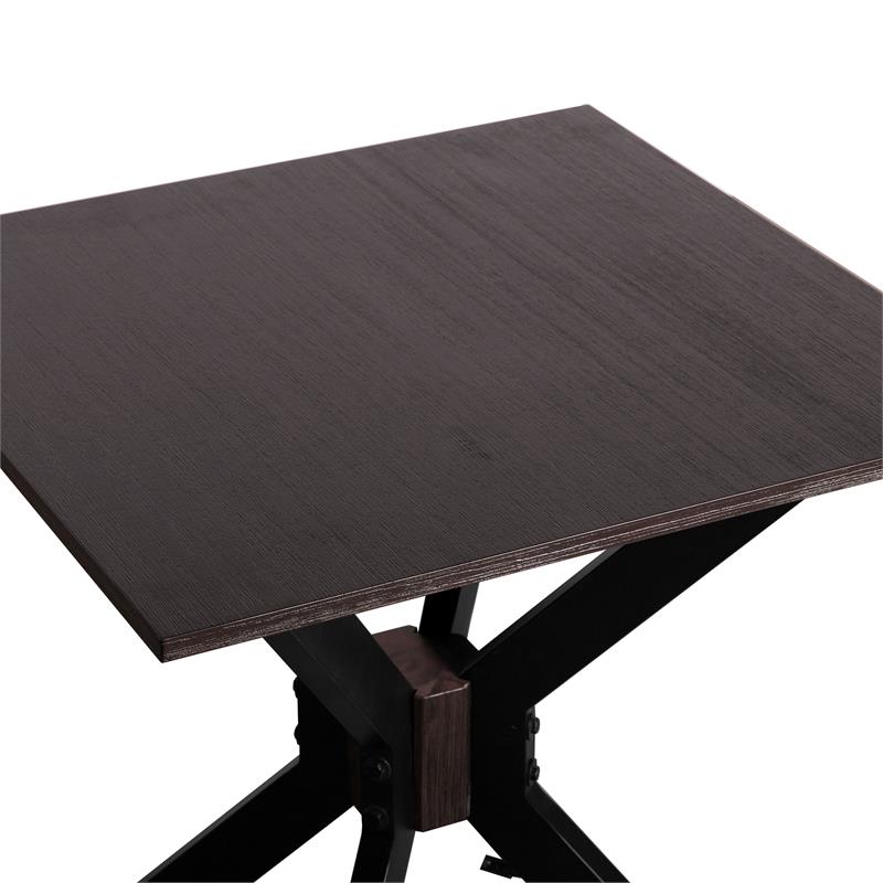 Allora Modern Wood End Table in Brushed Coffee Bean Brown/Black