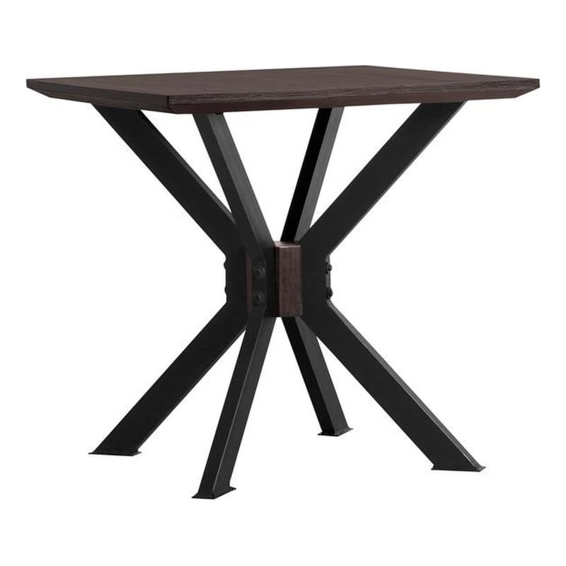 Allora Modern Wood End Table in Brushed Coffee Bean Brown/Black