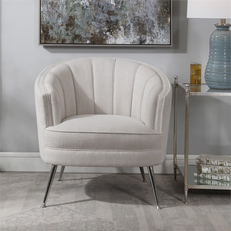 Allora Mid-Century Accent Chair in Light Tan
