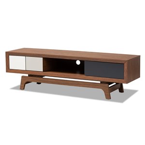 Allora Mid-Century 3-Drawer Wood TV Stand in Brown
