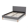 Allora Mid-Century Wood and Fabric King Platform Bed in Gray