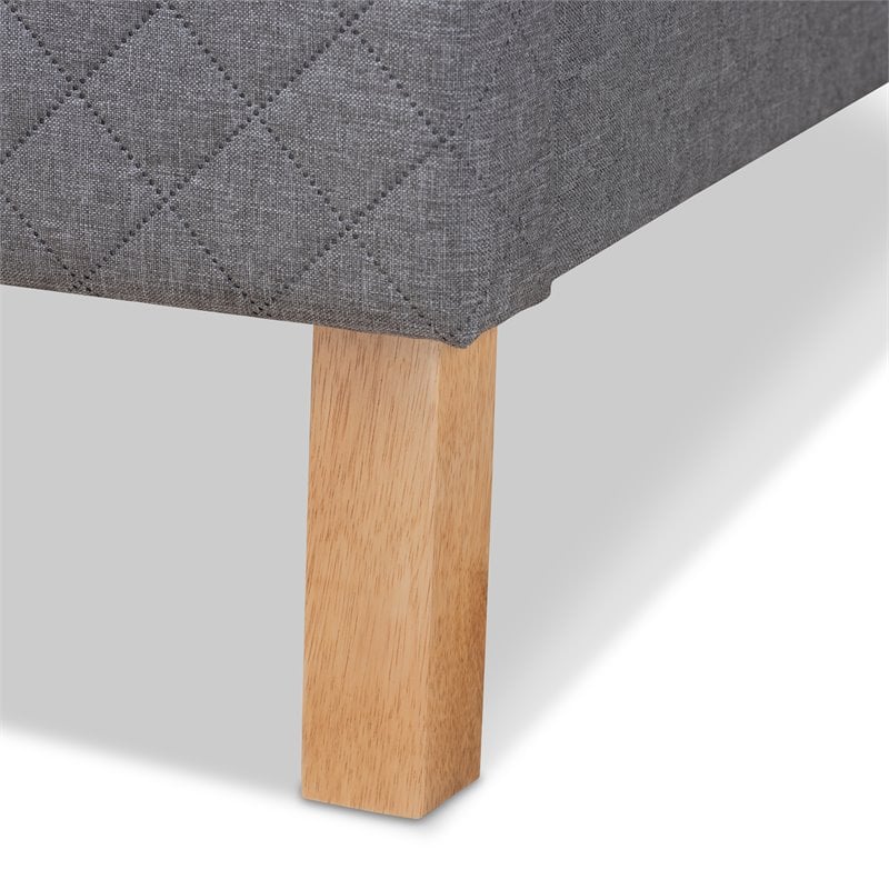 Allora Mid-Century Wood and Fabric King Platform Bed in Gray