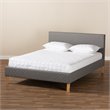Allora Mid-Century Wood and Fabric King Platform Bed in Gray