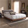 Allora Mid-Century Upholstered Wood Queen Platform Bed in Gray
