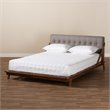 Allora Mid-Century Upholstered Wood Queen Platform Bed in Gray