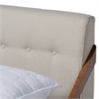 Allora Mid-Century Wood Queen Size Platform Bed in Light Beige/Walnut Brown