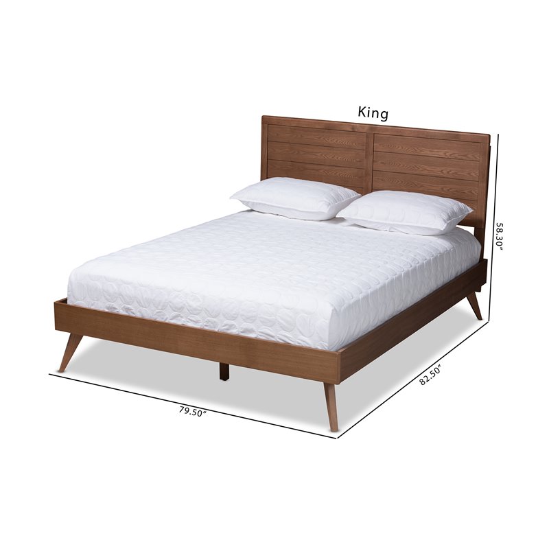 Allora Mid-Century Wood King Platform Bed in Walnut Brown